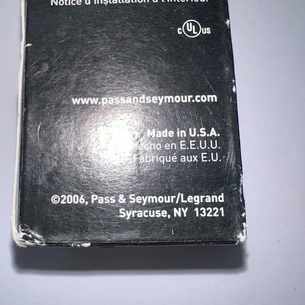 Pass & Seymour Single Pole Switch White 15A 120/277V‎ Made in USA 2006